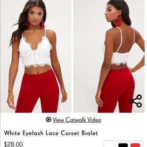 White eyelash lace corset bralet